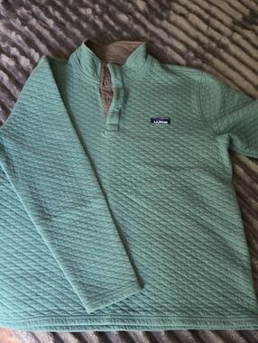 LL Bean Quilted Pullover in Seafoam